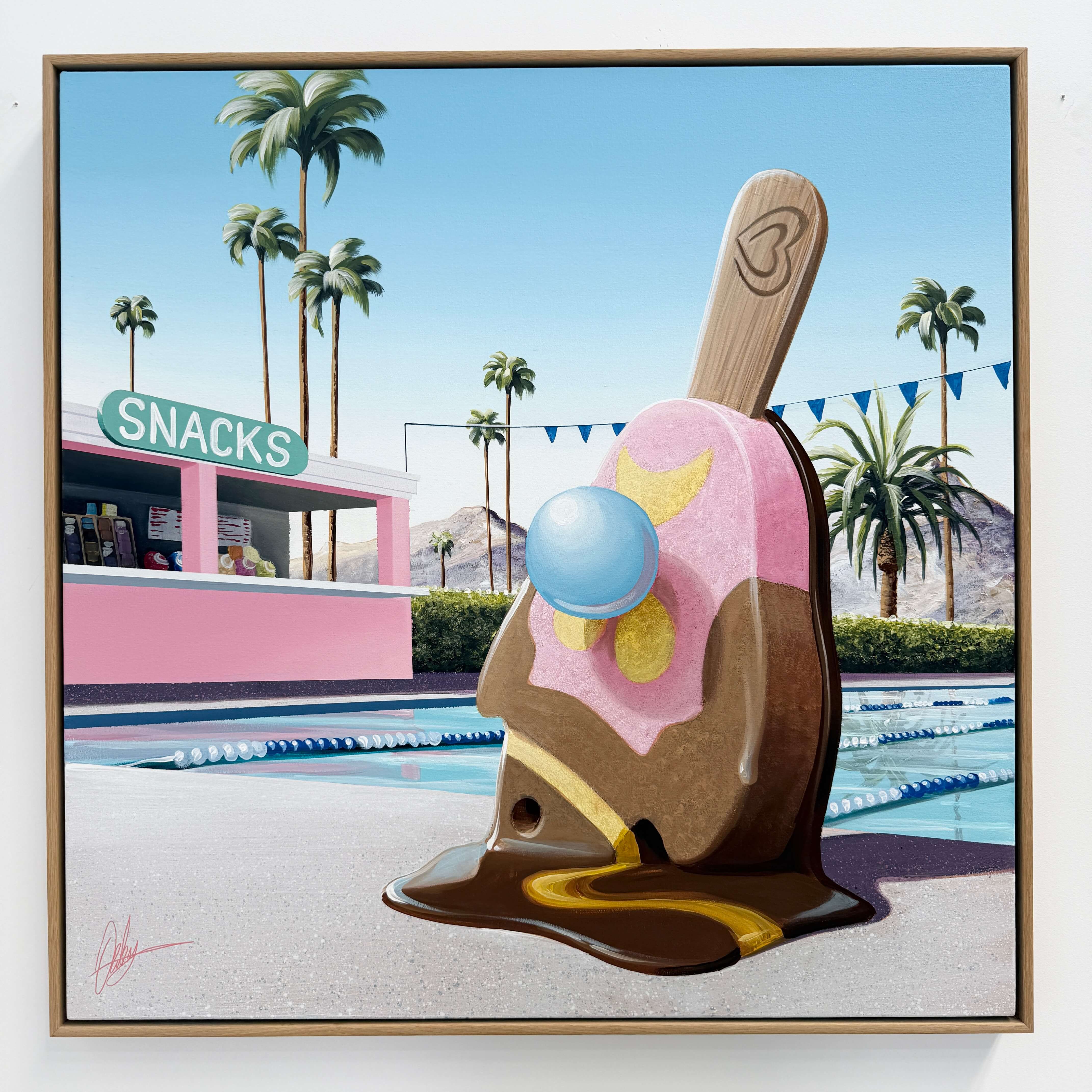 Poolside Bill - 104 x 104cm - Framed