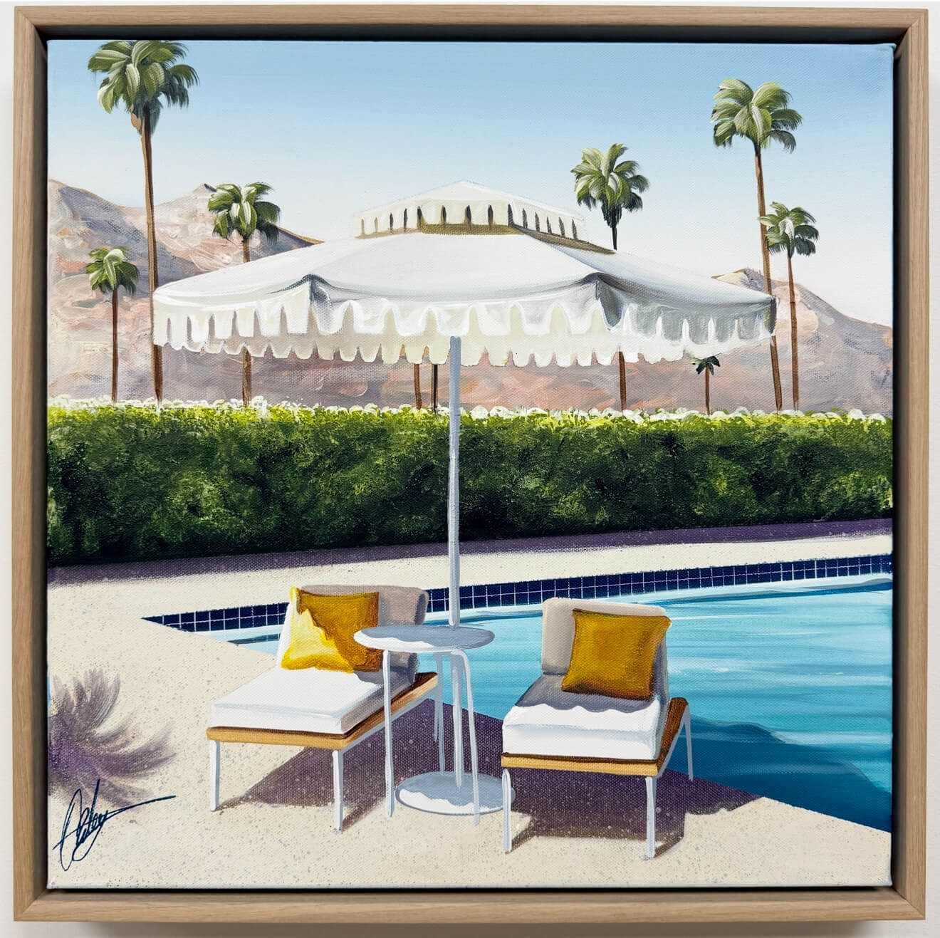 Poolside Romance - Framed - 49.5 x 49.5cm