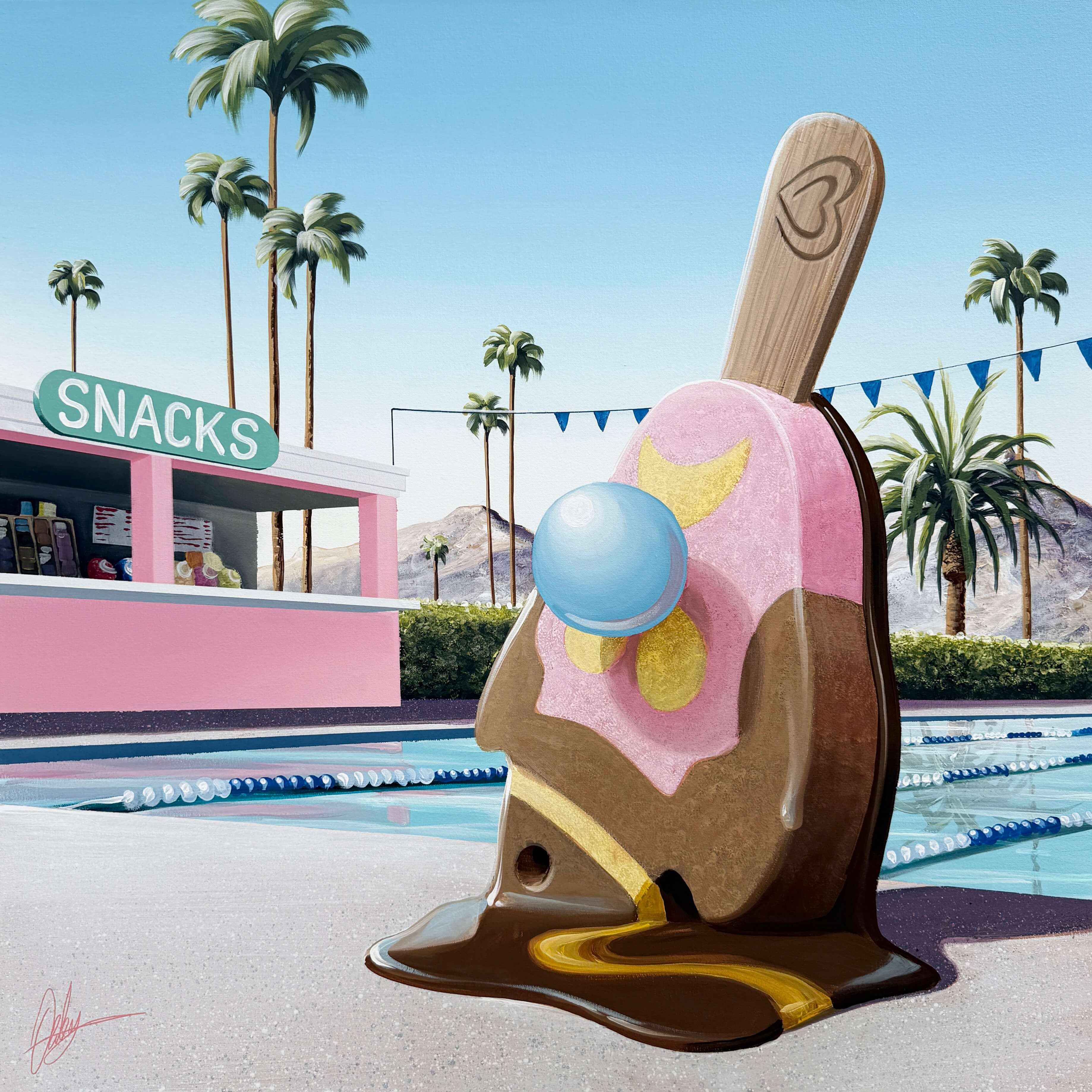 Poolside Bill - 104 x 104cm - Framed