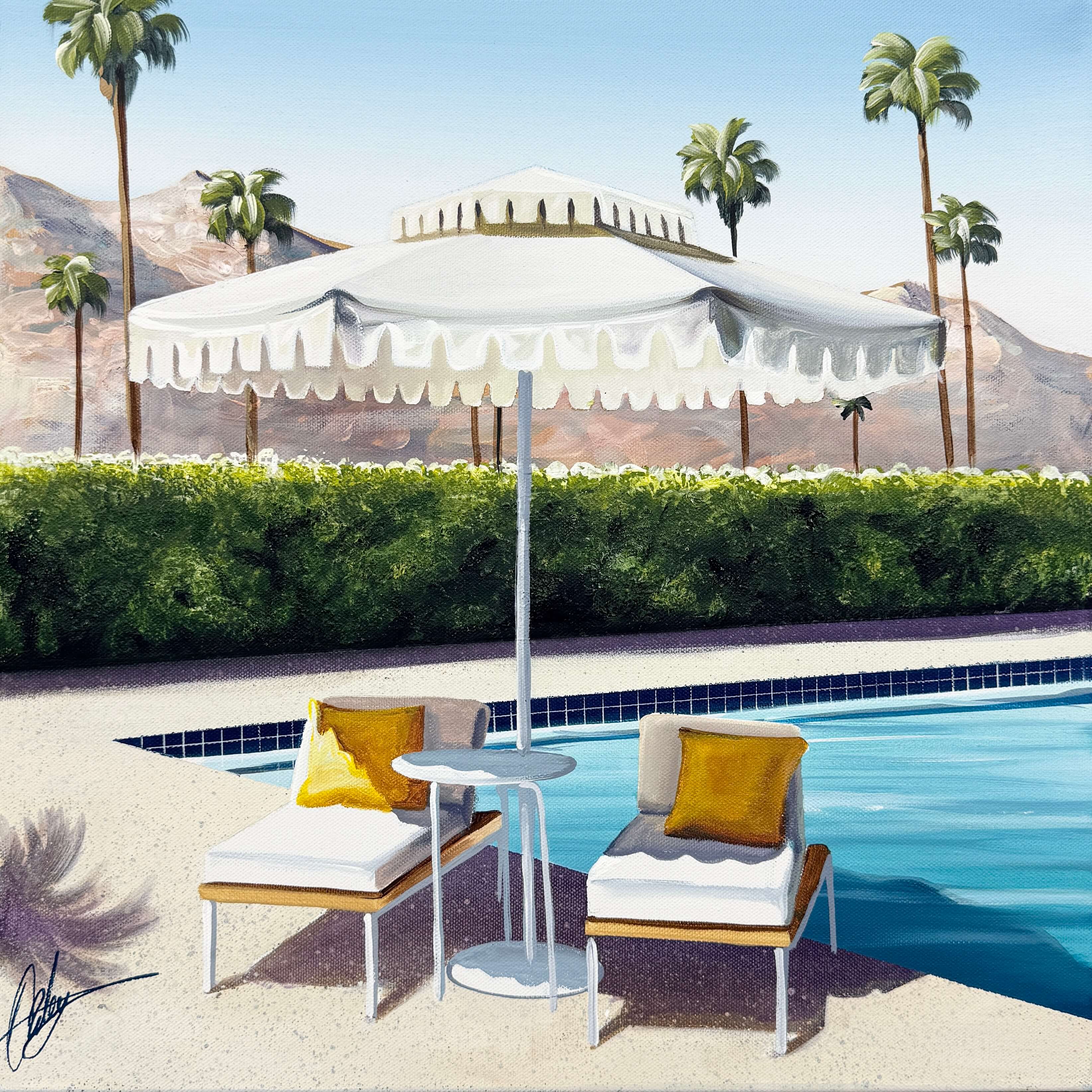 Poolside Romance - Framed - 49.5 x 49.5cm