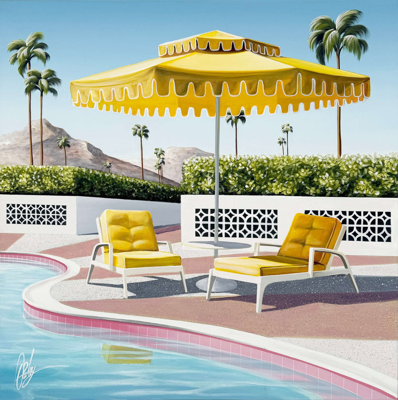 Desert Hills Poolside - Framed - 105 x 105cm