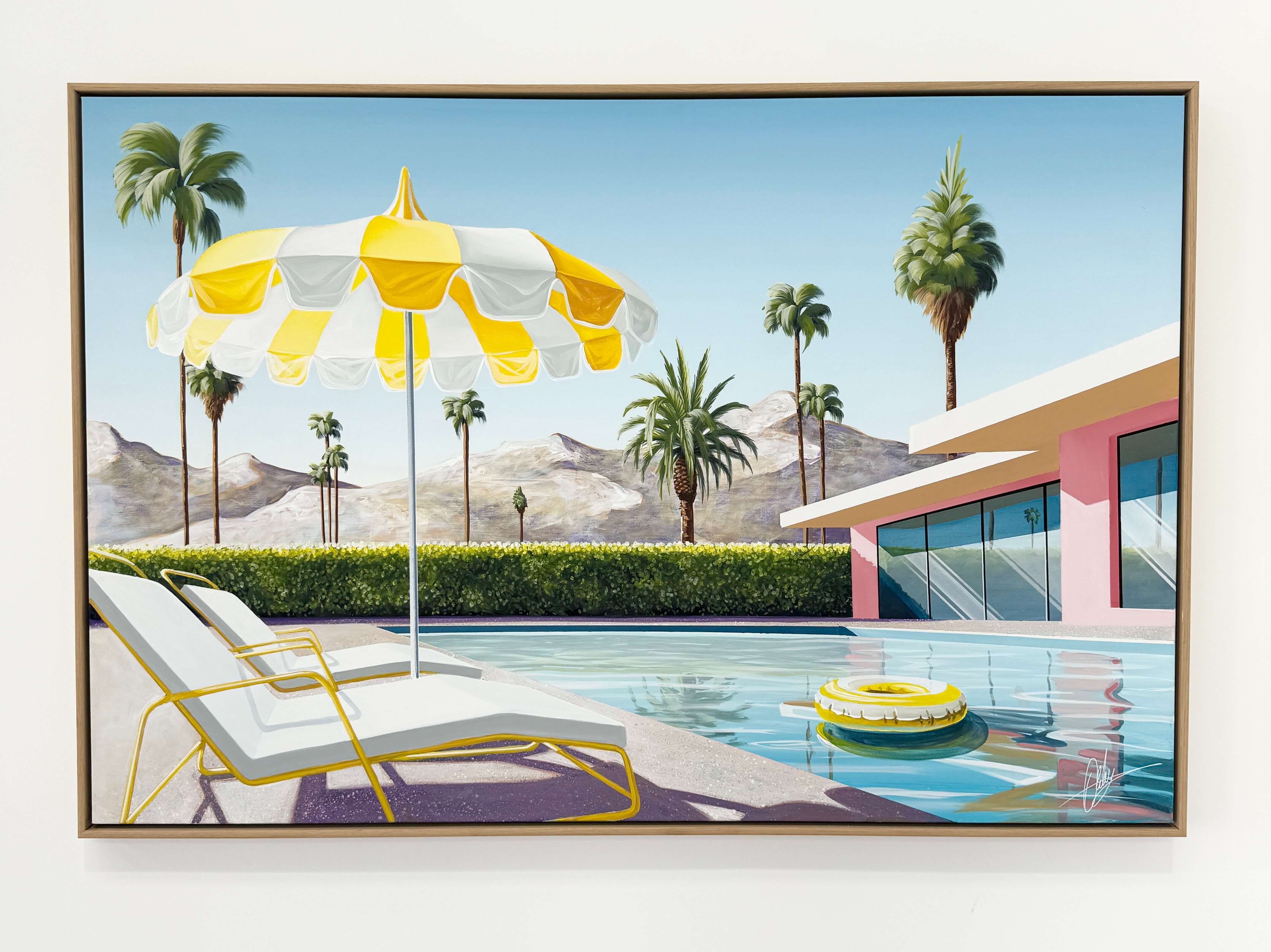 Poolside Mountain Views - Framed - 105 x 156cm