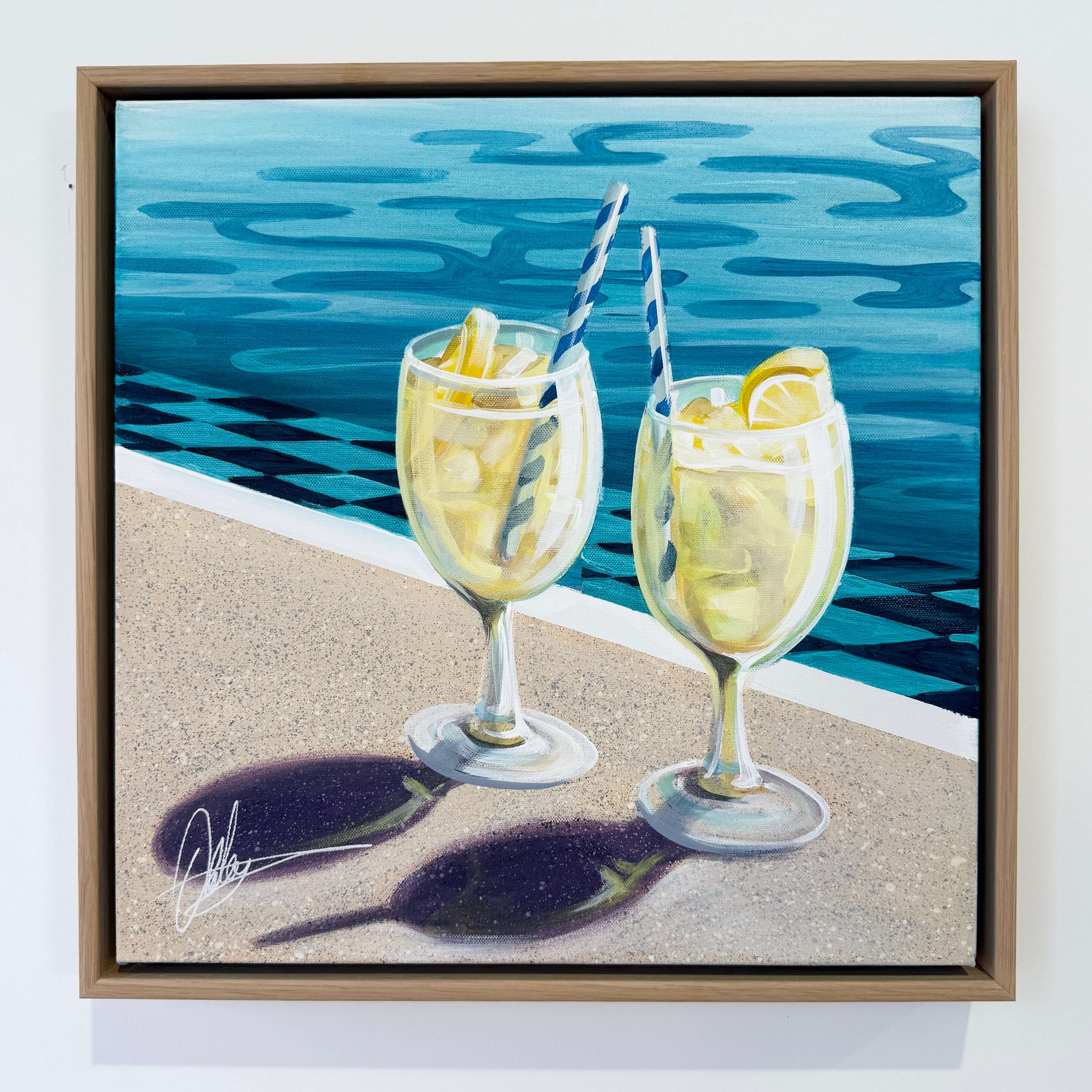 Poolside Cheers - Framed - 49 x 49cm